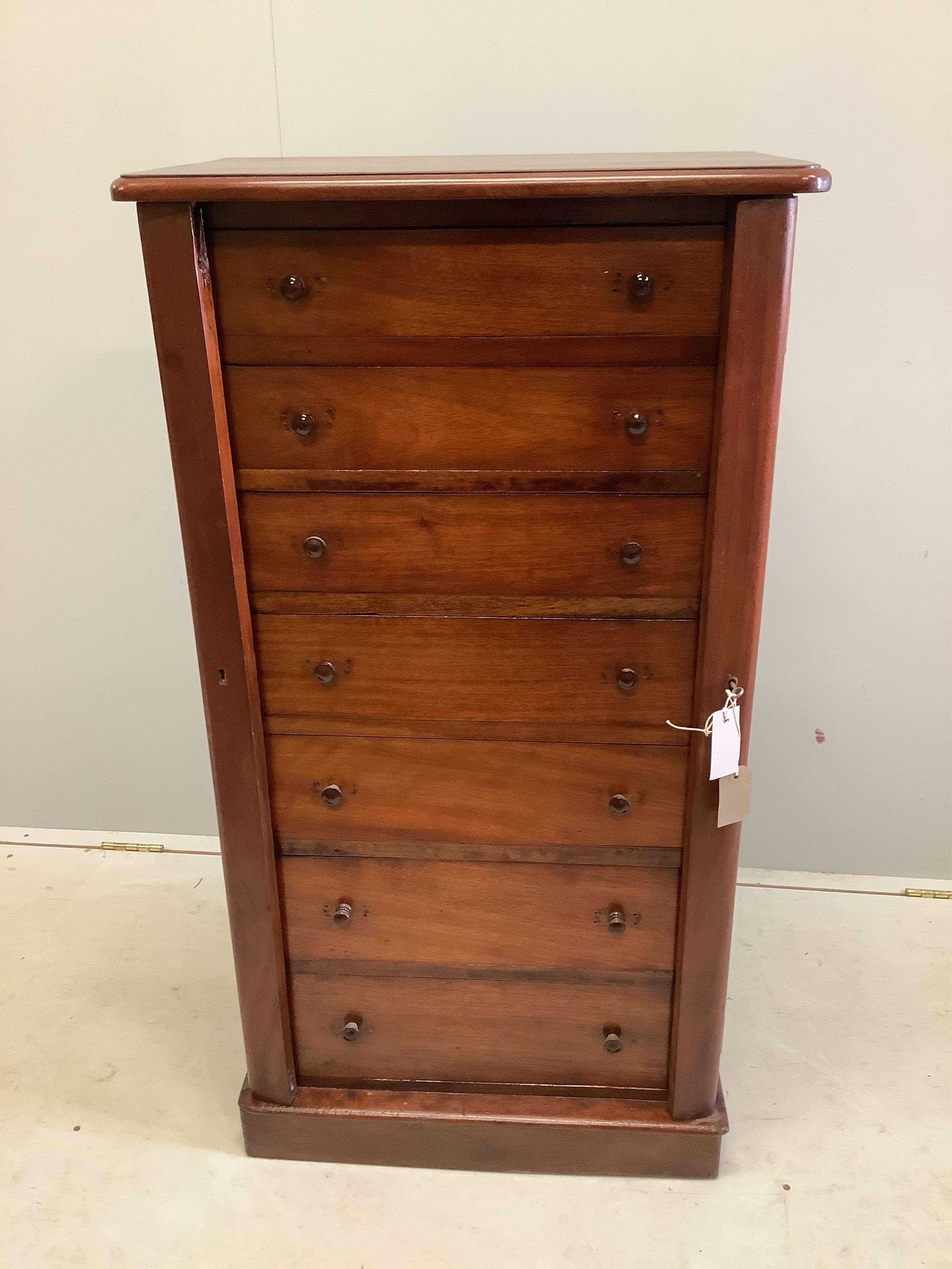 A Victorian mahogany Wellington chest, width 60cm, depth 38cm, height 102cm